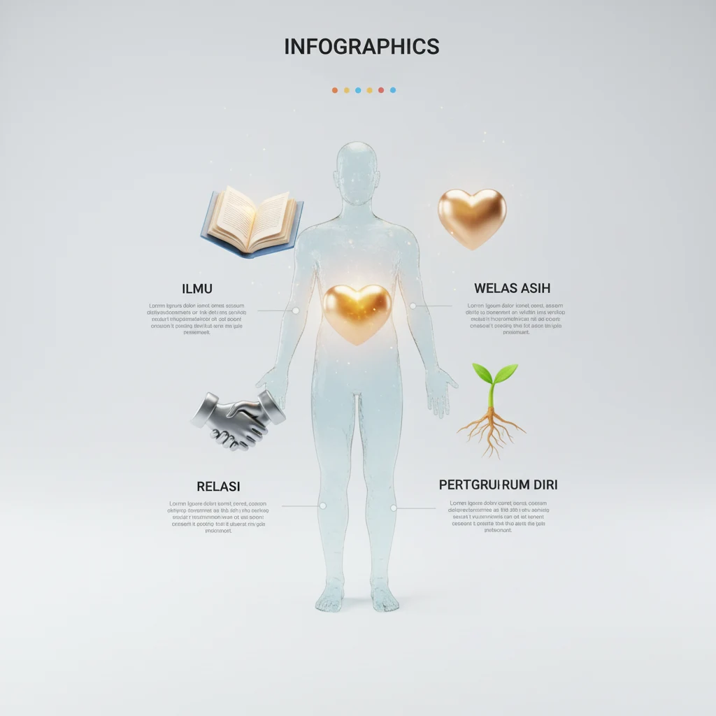 2 sebuah infografis modern untuk memvisualisasikan konsep 'kekayaan batin'